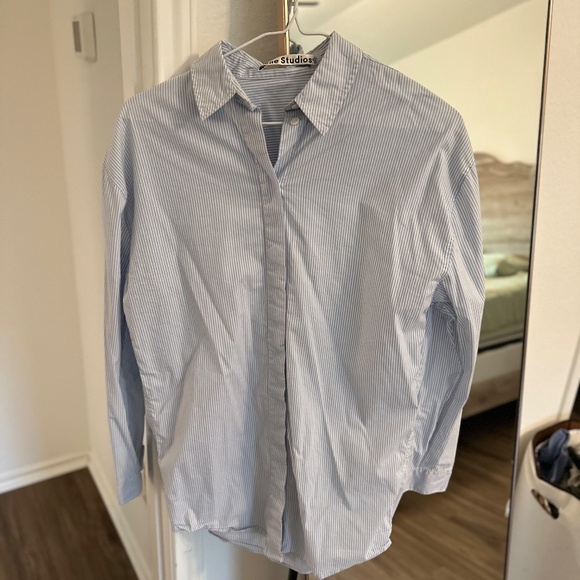 ACNE STUDIOS Printed striped cotton-poplin shirt size 38 / US 2-4 - Picture 2 of 7